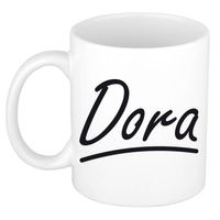 Dora voornaam kado beker / mok sierlijke letters - gepersonaliseerde mok met naam - Naam mokken