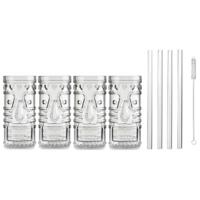 4x Cocktailglazen / Mai Tai glazen transparant 490 ml met glazen rietjes - Cocktailglazen