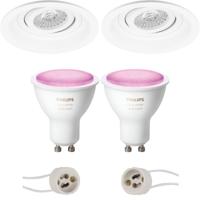 Philips Hue LED Spot Set GU10 Rond Mat Wit Kantelbaar Ø105mm Bluetooth