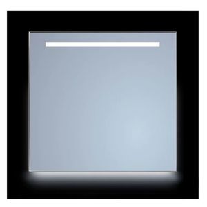 Spiegel Sanicare Q-Mirrors 60x70 cm Vierkant Met Aan De Bovenkant & Onderzijde LED Cold White, Omlijsting Mat Zwart incl. ophangmateriaal Met