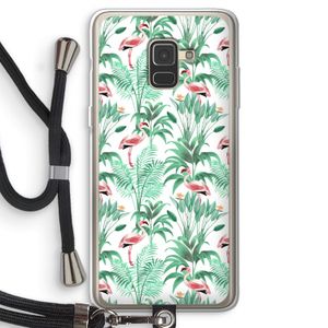 Flamingo bladeren: Samsung Galaxy A8 (2018) Transparant Hoesje met koord