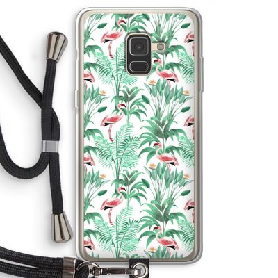 Flamingo bladeren: Samsung Galaxy A8 (2018) Transparant Hoesje met koord