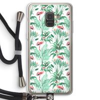 Flamingo bladeren: Samsung Galaxy A8 (2018) Transparant Hoesje met koord
