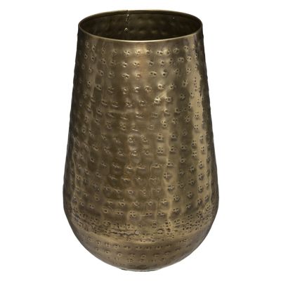 Bloemenvaas van metaal 23 x 15 cm kleur metallic brons