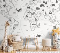 Panoramisch Behang Animal World Rol Grijs Panoramisch Behang Animal World Rol Grijs