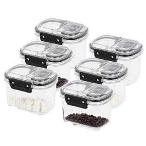 Voorraad bus - 6x - transparant - 700 ml - 14 x 11 x 10 cm - met deksel - voorraadbus/bakjes