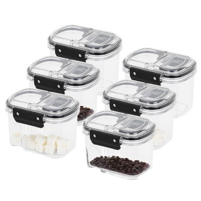 Voorraad bus - 6x - transparant - 700 ml - 14 x 11 x 10 cm - met deksel - voorraadbus/bakjes