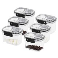 Voorraad bus - 6x - transparant - 700 ml - 14 x 11 x 10 cm - met deksel - voorraadbus/bakjes