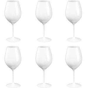 6x Witte of rode wijn wijnglazen 51 cl/510 ml van onbreekbaar wit kunststof