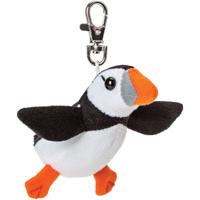 Pluche knuffeldier  Papegaaiduiker vogel sleutelhanger - zwart/wit - 9 cm - clip sluiting   - - thumbnail