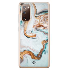 Samsung Galaxy S20 FE siliconen hoesje - Marmer blauw goud