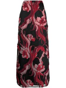 Alberta Ferretti jupe évasée à appliques fleurs - Noir