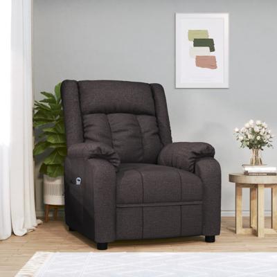 Fauteuil verstelbaar elektrisch stof donkerbruin