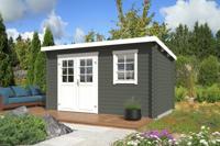 Outdoor Life Amira Blokhut 400x250 cm 28 mm vuren Green Grey-Wit gecoat- Lessenaarsdak- - Outdoor Life