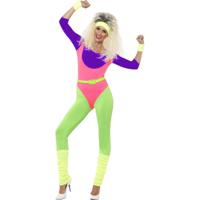 Jaren 80/Eighties verkleed jumpsuit - neon kleuren - dames - aerobics - sport - fitness - thumbnail