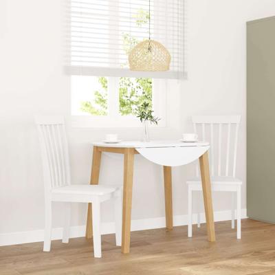 Eetkamerstoelen 2 st massief hout rubber wit