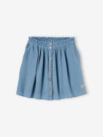 Kleurrijke rok van katoenen gaas voor meisjes grijsblauw - thumbnail