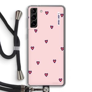 Hartjes: Samsung Galaxy S21 Plus Transparant Hoesje met koord