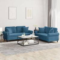 2-delige Loungeset met kussens fluweel blauw 2-delige Loungeset met kussens fluweel blauw
