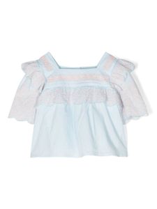 Stella McCartney Kids haut en coton à broderies - Bleu