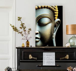 Canvas schilderij boeddha grijs en zwart