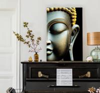 Canvas schilderij boeddha grijs en zwart