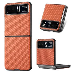 Motorola Razr 40 Hybride Hoesje - Koolstofvezel - Bruin