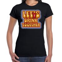 Koningsdag verkleed T-shirt voor dames - let's drink together - zwart - feestkleding