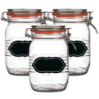 Weckpot/inmaakpot - 6x - 1L - glas - met beugelsluiting - incl. etiketten