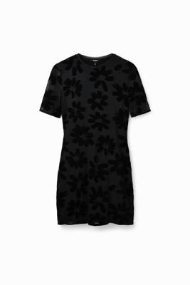 Korte slim fit jurk met bloemen - BLACK - XL
