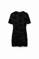 Korte slim fit jurk met bloemen - BLACK - XL
