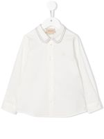 Gucci Kids chemise manches-longues à col brodé - Blanc