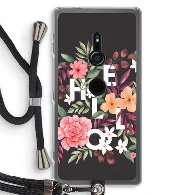 Hello in flowers: Sony Xperia XZ2 Transparant Hoesje met koord