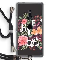 Hello in flowers: Sony Xperia XZ2 Transparant Hoesje met koord