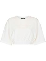 Dolce & Gabbana t-shirt en coton mélangé à taille élastiquée - Blanc