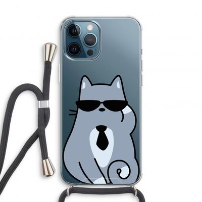 Cool cat: iPhone 12 Pro Transparant Hoesje met koord