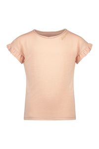 Like Flo Meisjes t-shirt metallic jersey met ruffel - Sorbet