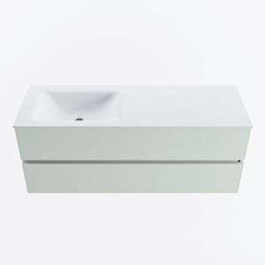 MONDIAZ VICA 130cm badmeubel onderkast Greey 2 lades. Wastafel CLOUD links 1 kraangat, kleur Talc.