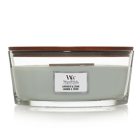 WoodWick Geurkaars Ellipse Lavender & Cedar - 9 cm / 19 cm - Geurkaars in Glas - Houten Lont