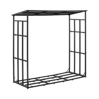 Brandhoutrek - met dak - 400 kg - 190 x 76 x 186 cm- staal - zwart