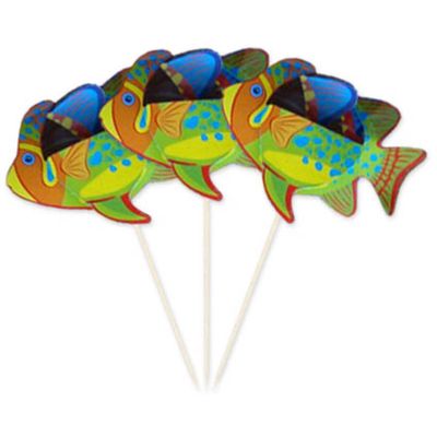 16x Stuks Grote Prikkers Tropische Vissen 15 Cm - Cocktailprikkers 16x Stuks Grote Prikkers Tropische Vissen 15 Cm - Cocktailprikkers