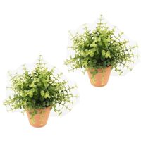 4x stuks kunstplant eucalyptus groen in terracotta pot 20 cm