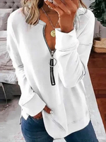 Long Sleeve V Neck Casual Solid Sweatshirt