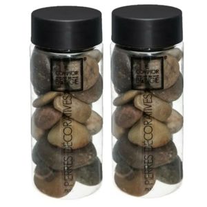 2x Potjes grote decoratie/hobby stenen bruin 750 gram