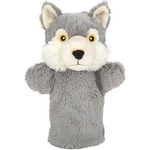 Pluche grijze wolf/wolven handpop knuffel 24 cm speelgoed