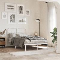 Bedframe met hoofdbord metaal wit 120x190 cm