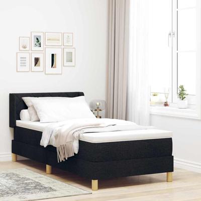 Boxspringbed met Matras, Zwart, 90 x 190 cm, Stof