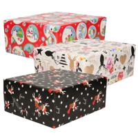 Luxe Kerst cadeaupapier pakket - 3 prints mix - 9x rollen - 250 x 70 cm - cadeaupapier