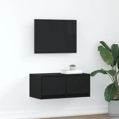 TV-meubel 60x31x25,5 cm spaanplaat zwart eikenkleurig