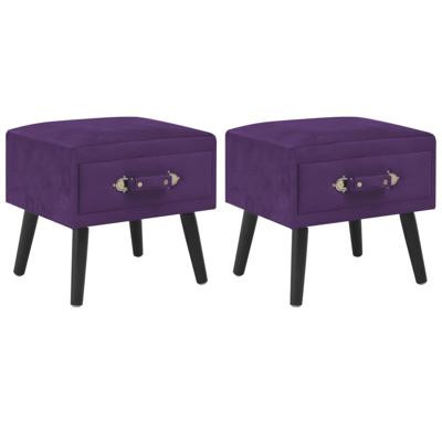 Nachtkastjes 2 st 40x35x40 cm fluweel donkerpaars